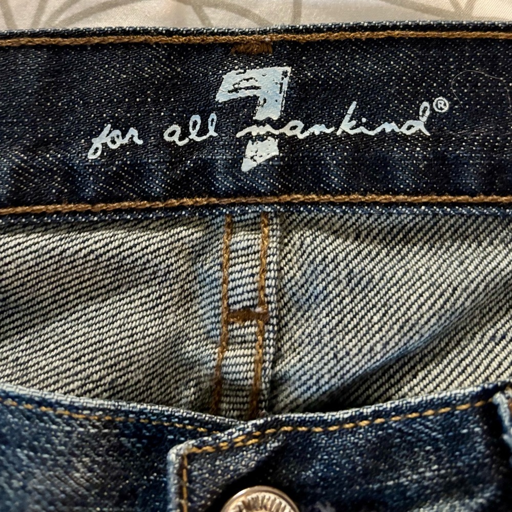 * 7 For All Mankind Dark Blue Distressed bootcut lowrise jeans 31x30 * - Picture 5 of 12